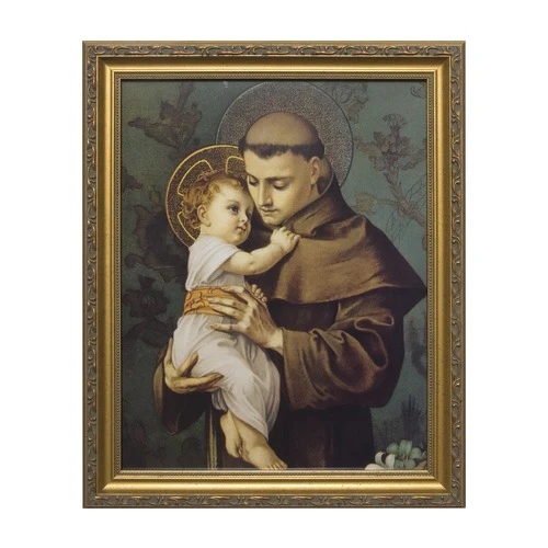 St. Anthony with Jesus in Gold Frame - Various Sizes