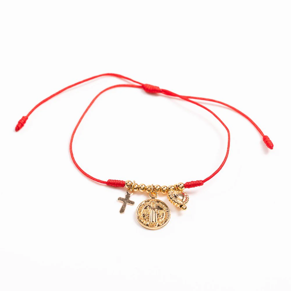 St. Benedict Adjustable Beaded & Corded Bracelet with Charms - Image 5