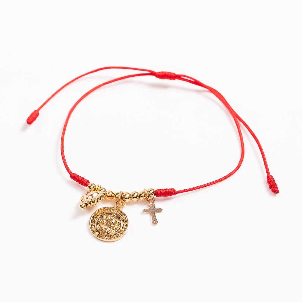 St. Benedict Adjustable Beaded & Corded Bracelet with Charms - Image 6