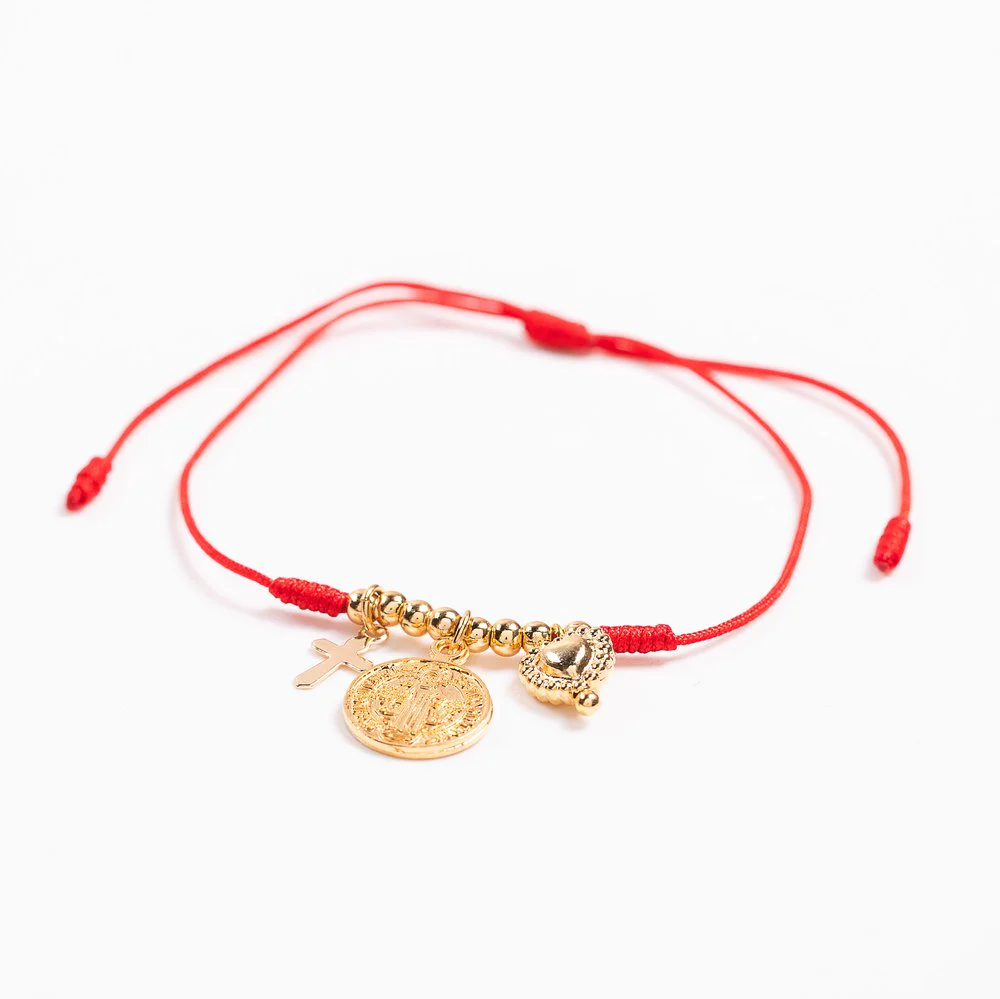 St. Benedict Adjustable Beaded & Corded Bracelet with Charms - Image 7