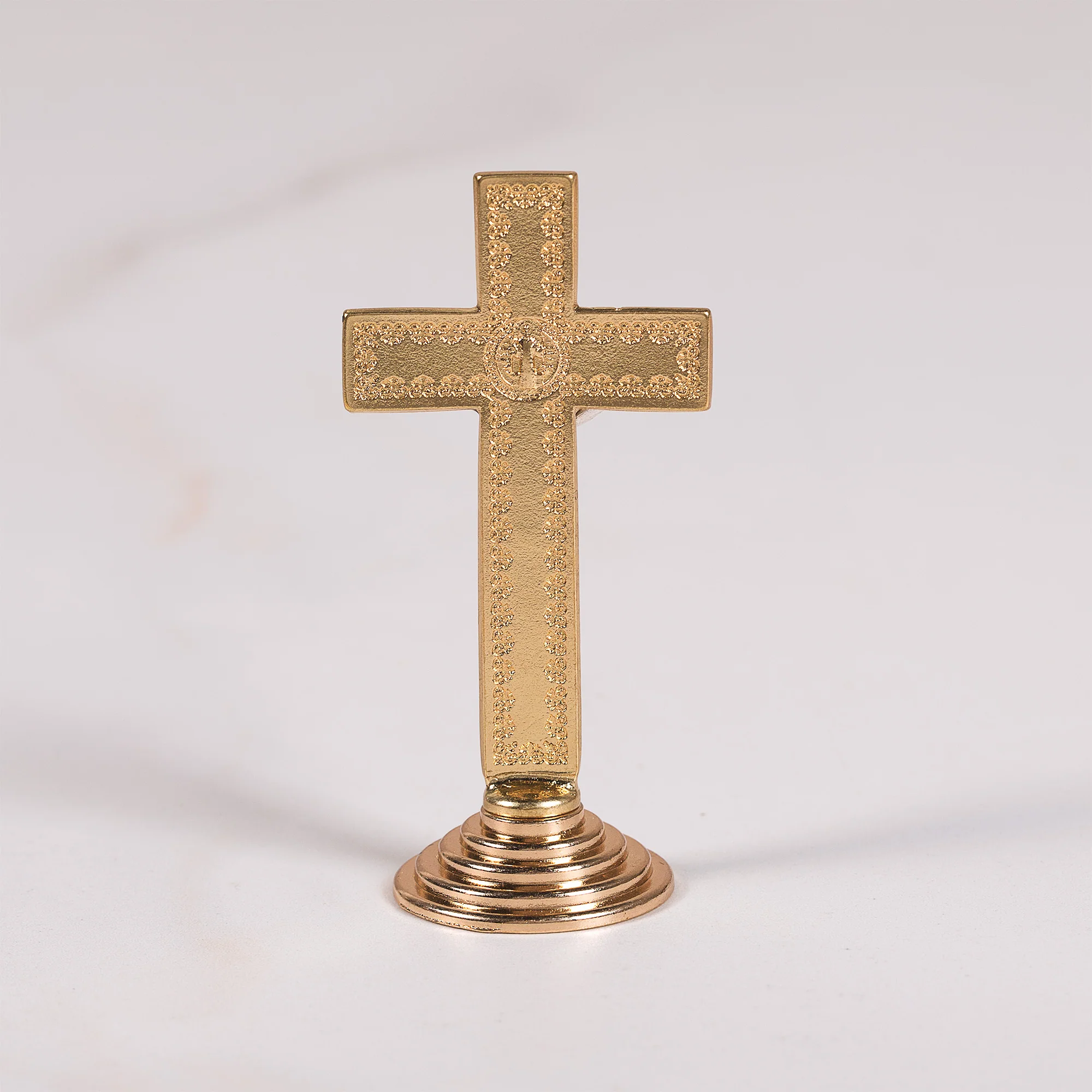 St. Benedict Desk Crucifix - Gold/Black or Silver - Image 3