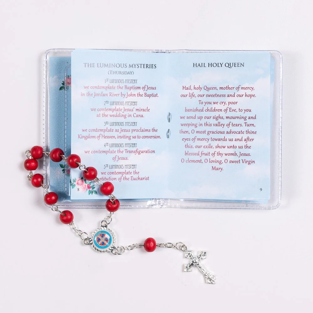 St. Benedict One Decade Wood Rosary in Plastic Holder with Prayer Leaflet - Image 2