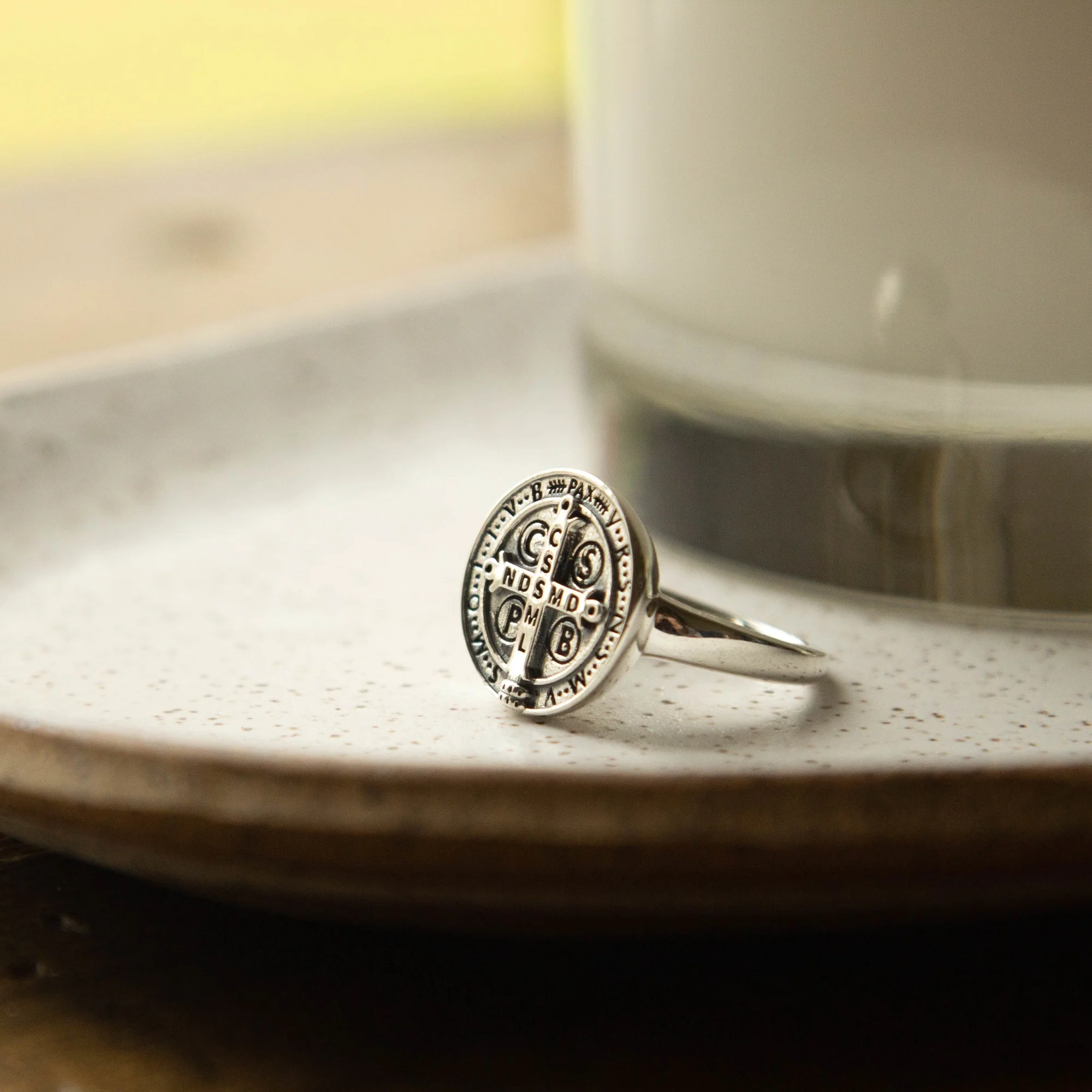 St. Benedict Sterling Silver Ring with Thin Band - Multiple Sizes - Image 3