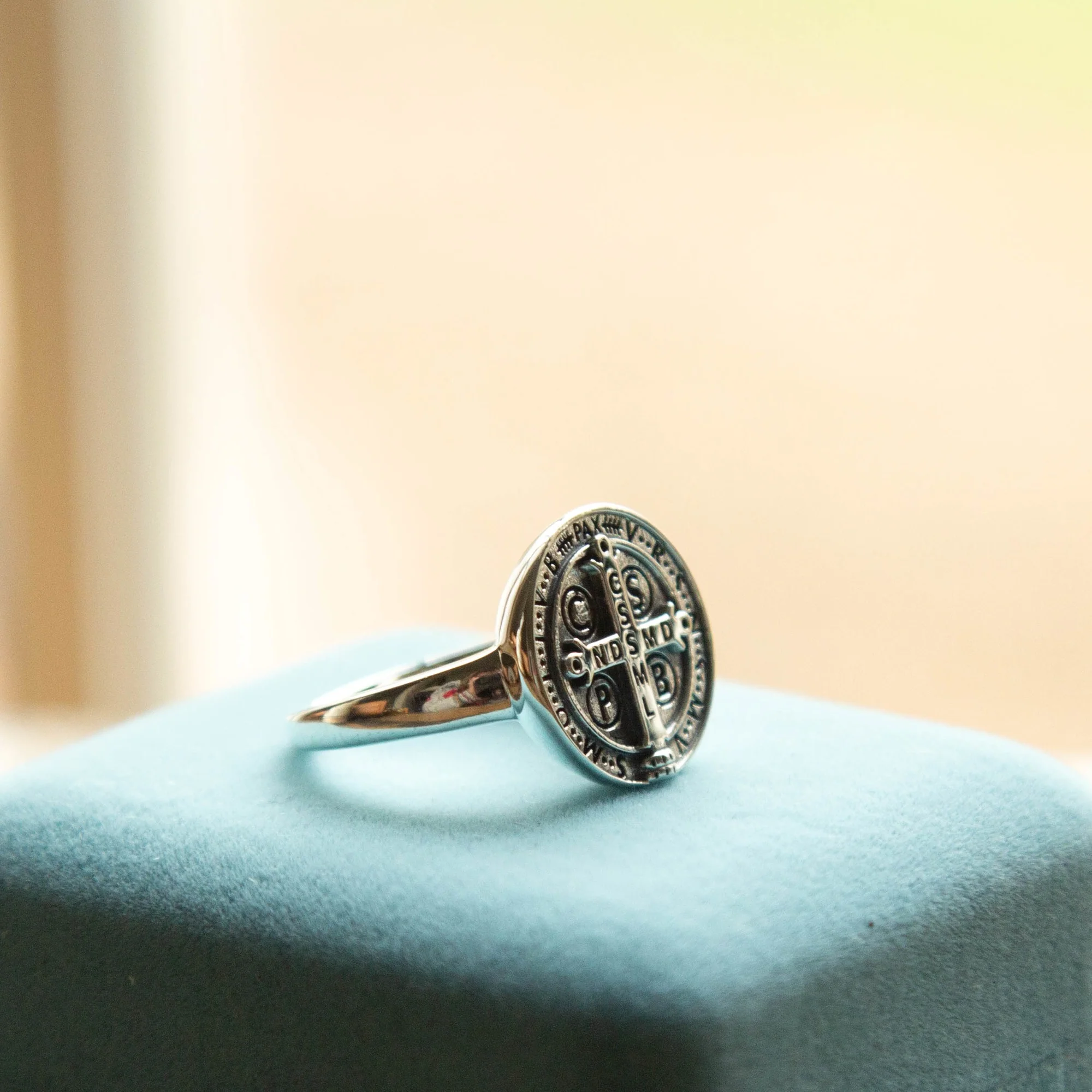 St. Benedict Sterling Silver Ring with Thin Band - Multiple Sizes - Image 4