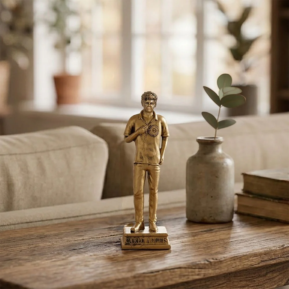 St. Carlo Acutis Cold Cast Bronze Statue - 6" - Image 5