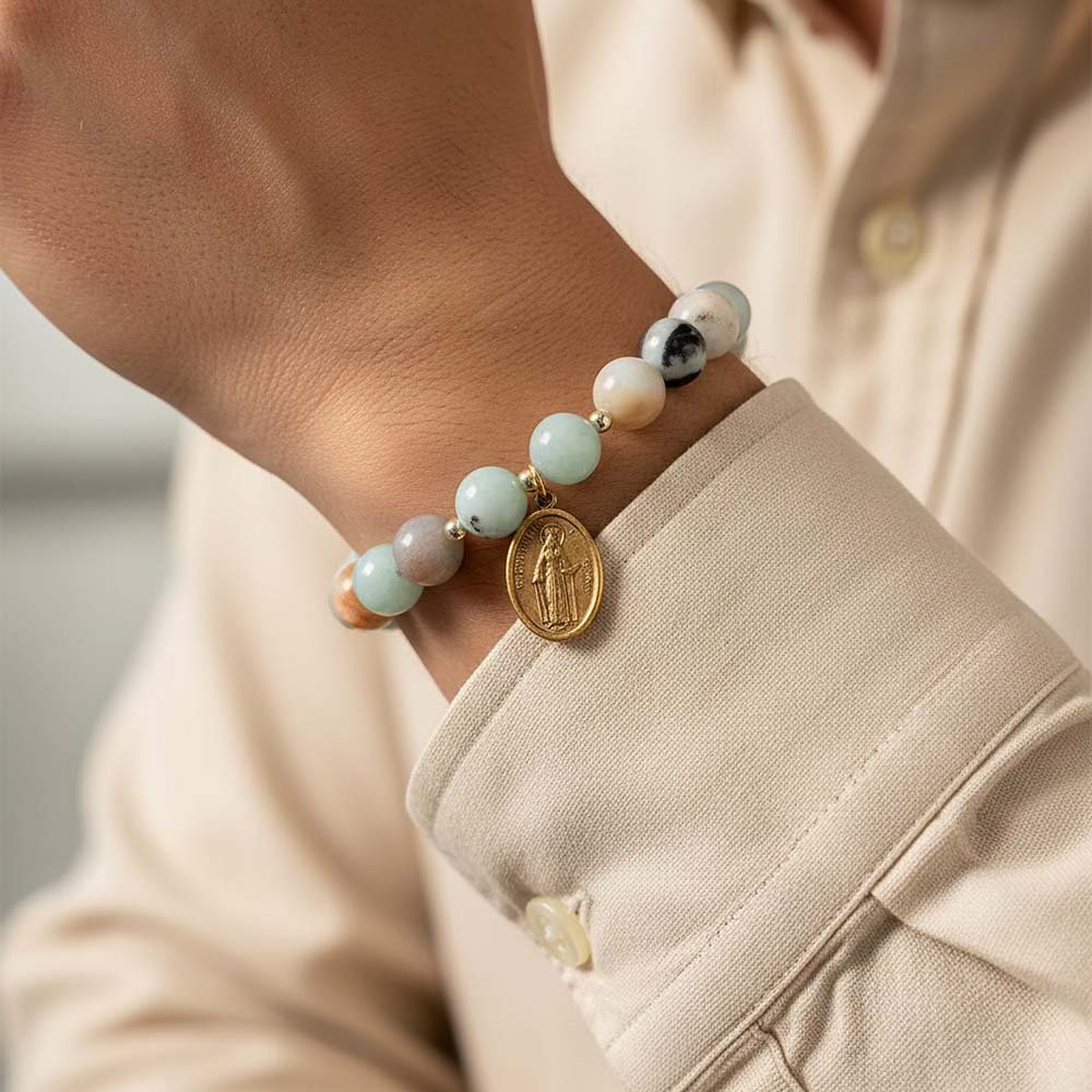 St. Dymphna Amazonite Gemstone Bracelet - Image 6