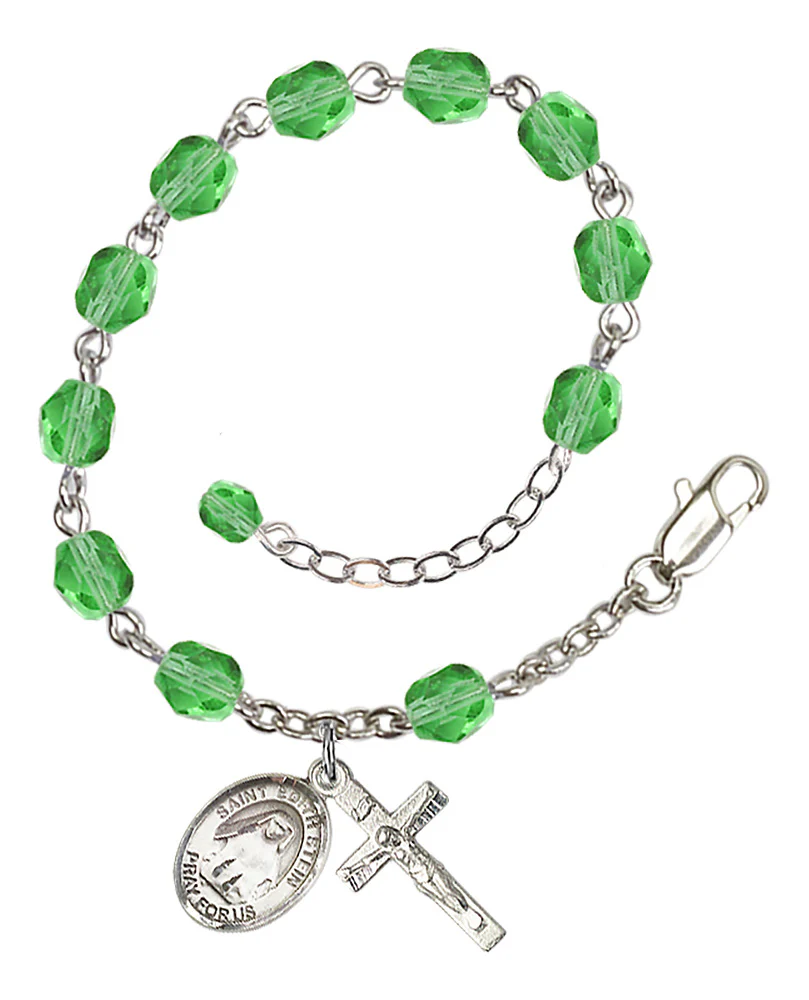 St. Edith Stein Green August Rosary Bracelet 6mm