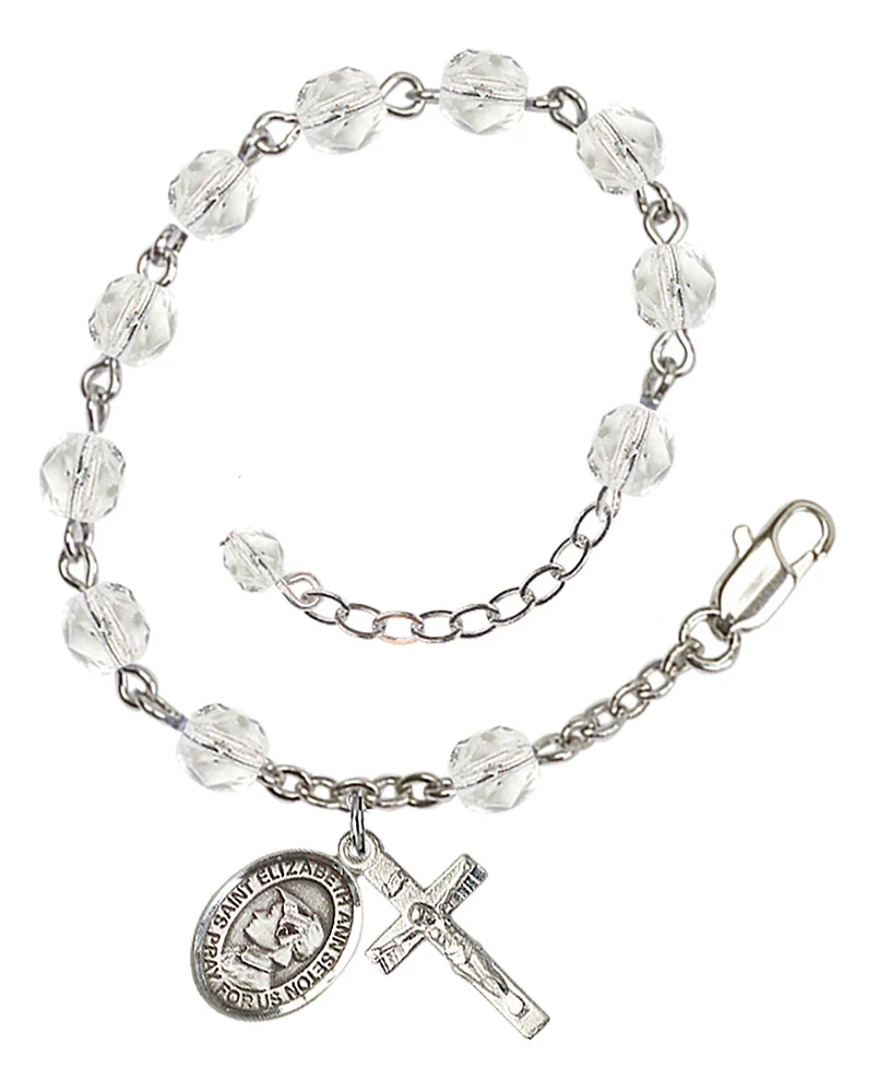 St. Elizabeth Ann Seton Crystal Birthstone Rosary Bracelet - Multiple Birthstones - Image 5