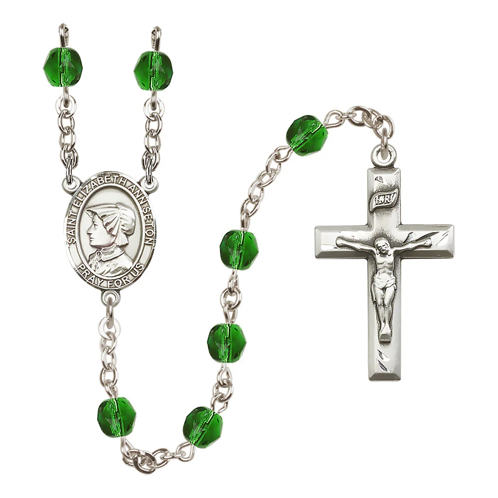 St. Elizabeth Ann Seton Crystal Birthstone Rosary - Multiple Birthstones - Image 3