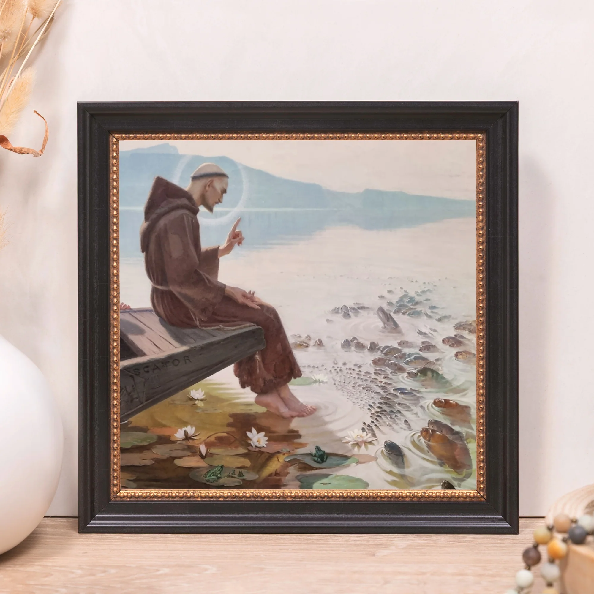 St. Anthony Preaching to the Fish Framed Canvas - Sacred Mini Collection - Image 11