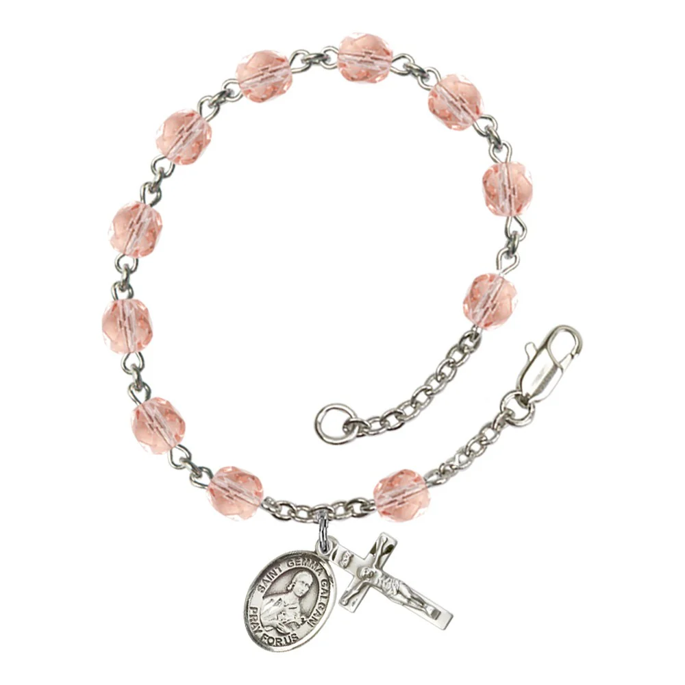 St. Gemma Galgani Crystal Birthstone Rosary Bracelet - Image 9