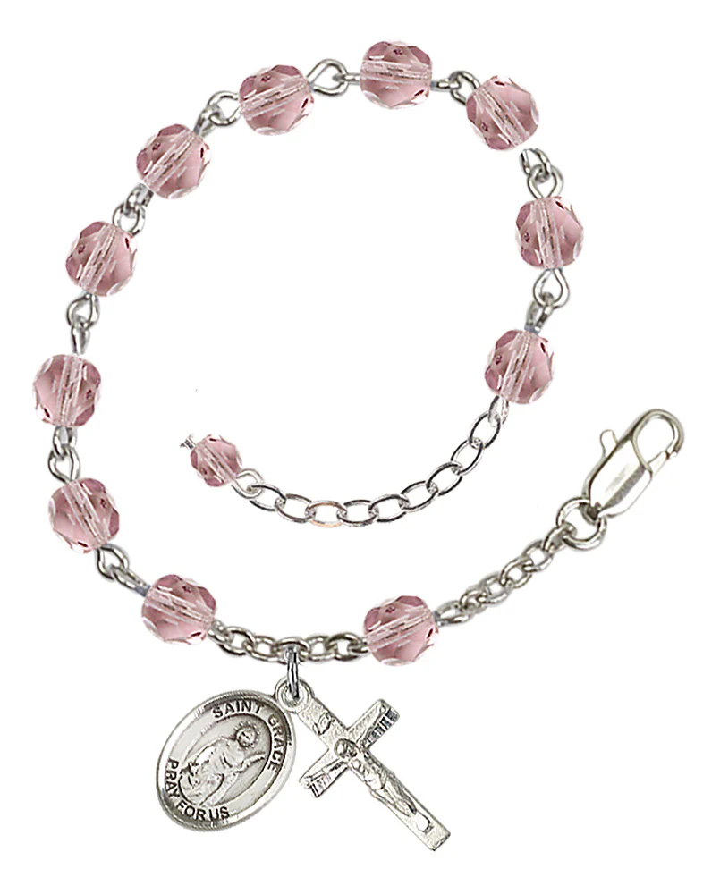 St. Grace 6mm light purple June Rosary Bracelet