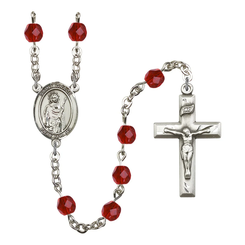 St. Grace Red July Rosary 6mm