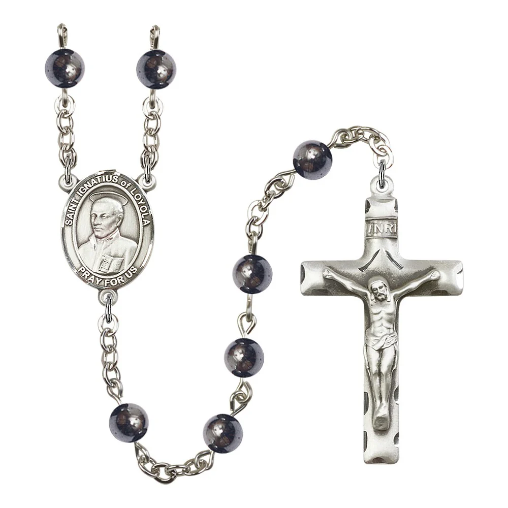 St. Ignatius Of Loyola 6mm Hematite Rosary