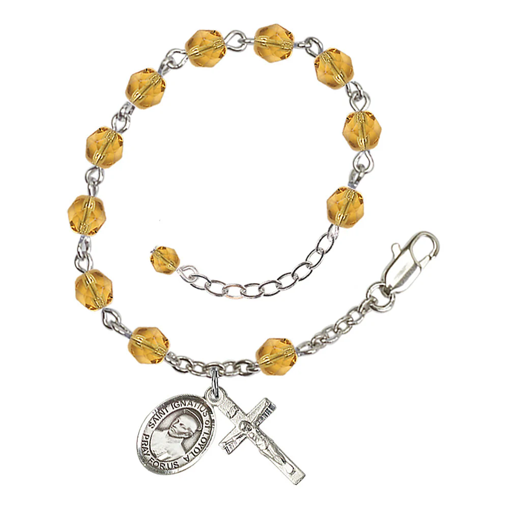 St. Ignatius of Loyola Crystal Birthstone Rosary Bracelet - Multiple Birthstones - Image 7