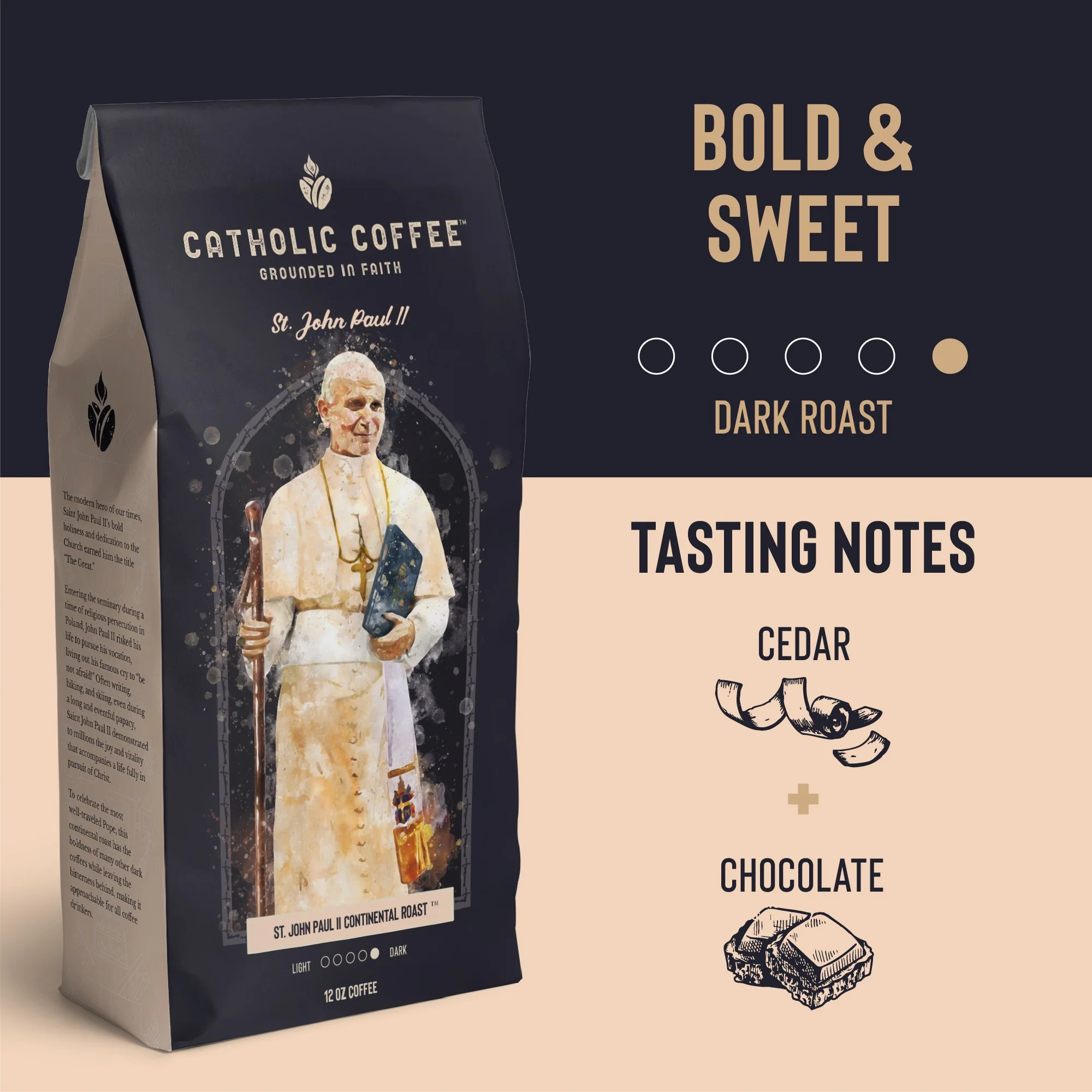 St. John Paul II Peruvian Dark Roast Coffee - 12 oz. Bag - Image 3