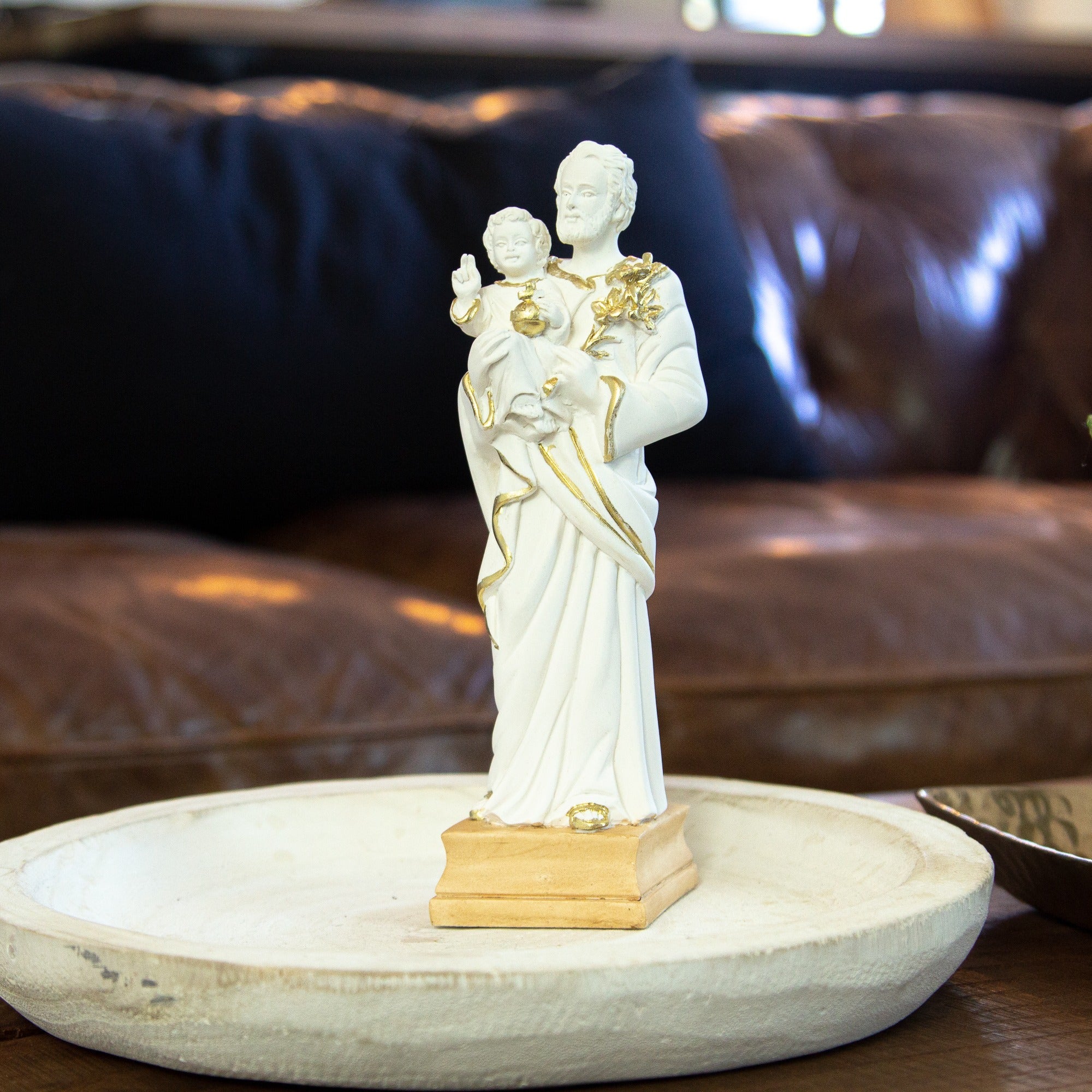 St. Joseph & the Christ Child Statue with Gold - 7.8" - Image 2