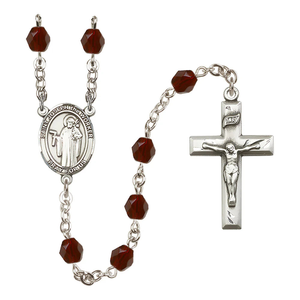 St. Joseph "The Worker" Crystal Birthstone Rosary - Multiple Birthstones