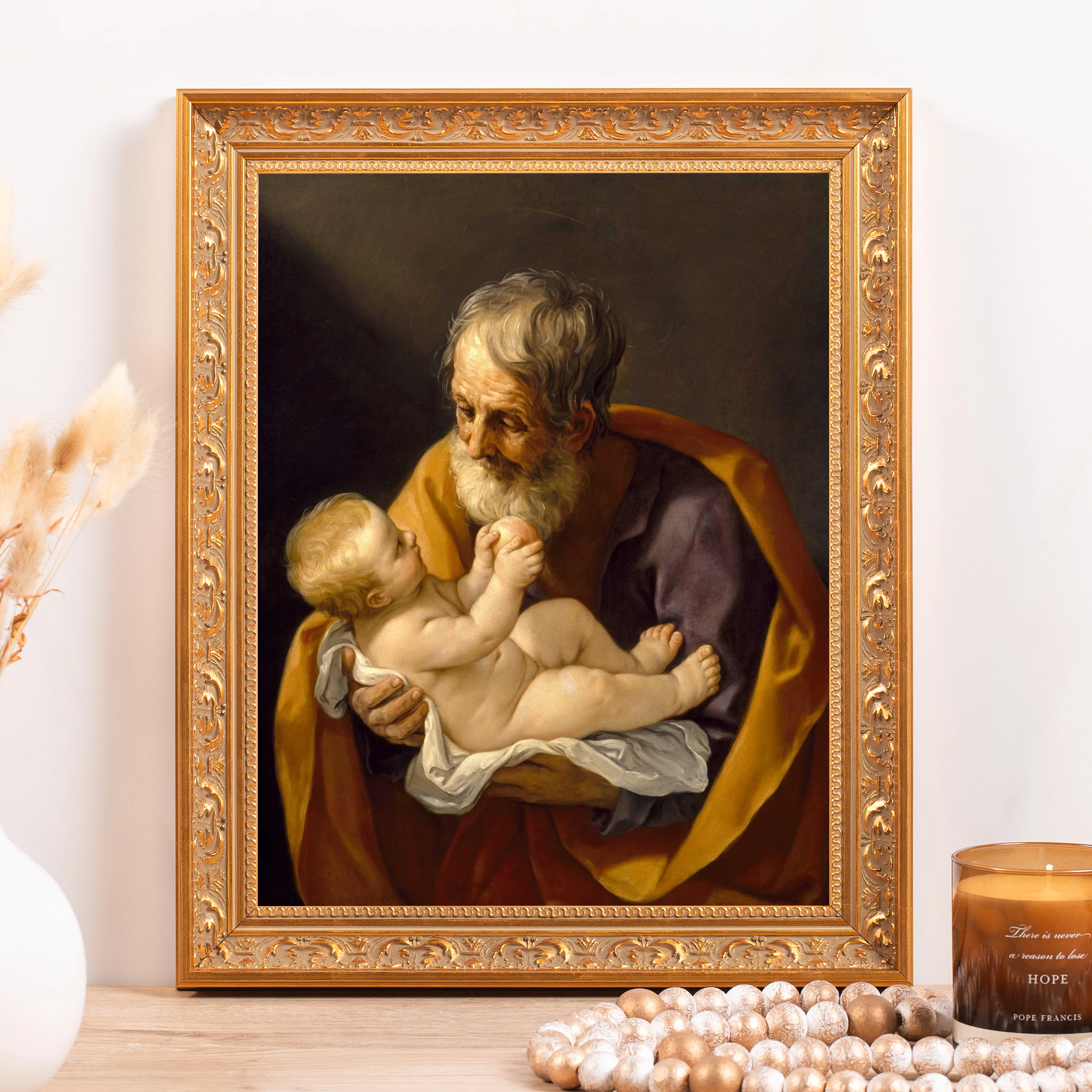 St. Joseph with the Infant Jesus Framed Canvas - Sacred Classics Collection