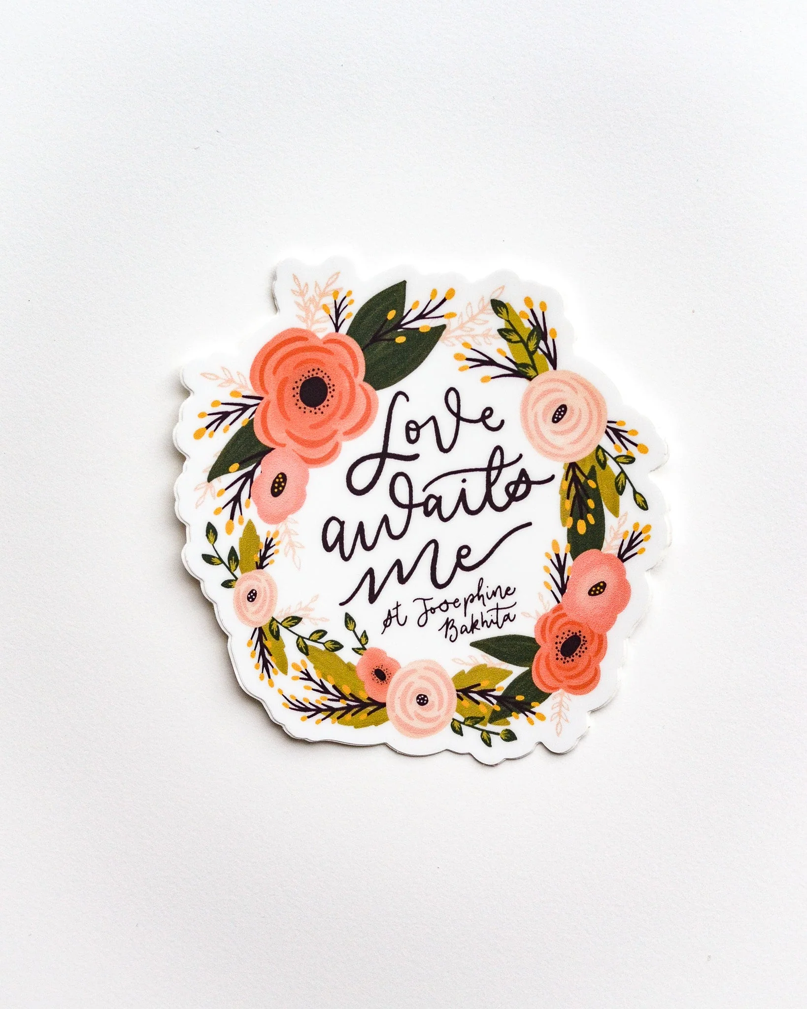 St. Josephine Bakhita Love Awaits Me Vinyl Sticker