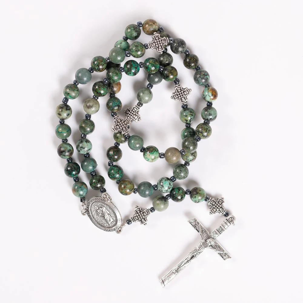 St. Jude African Pine Agate Rosary