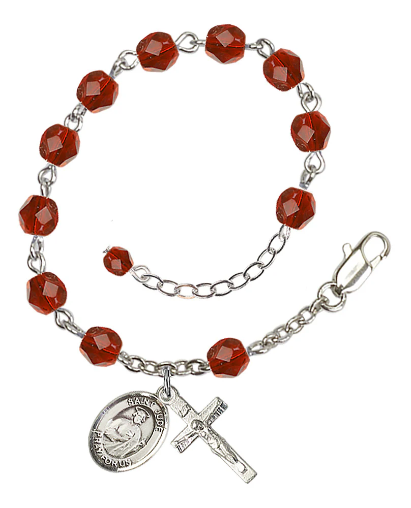 St. Jude Thaddeus Crystal Birthstone Rosary Bracelet - Multiple Birthstones - Image 9