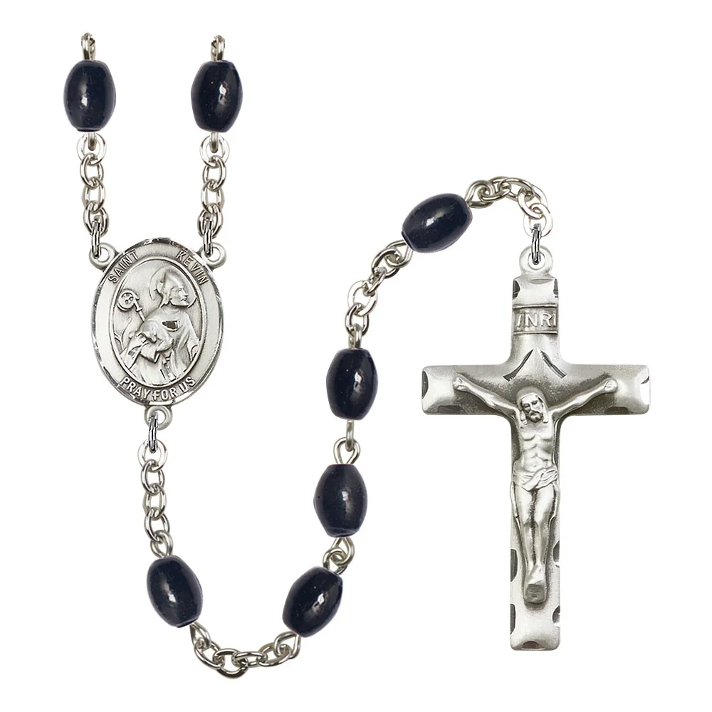 St. Kevin 8X6mm Black Onyx Rosary