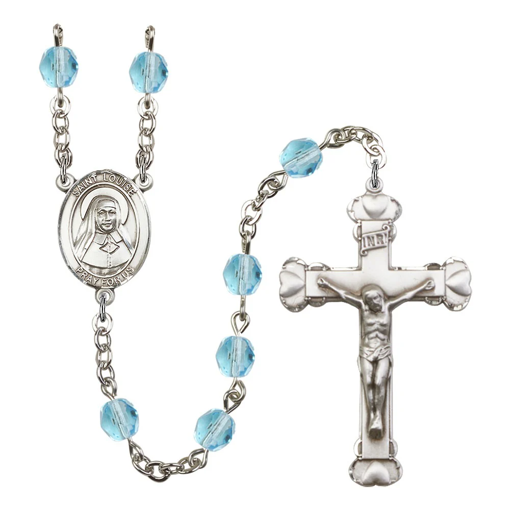 St. Louise De Marillac Aqua Blue March Rosary 6mm