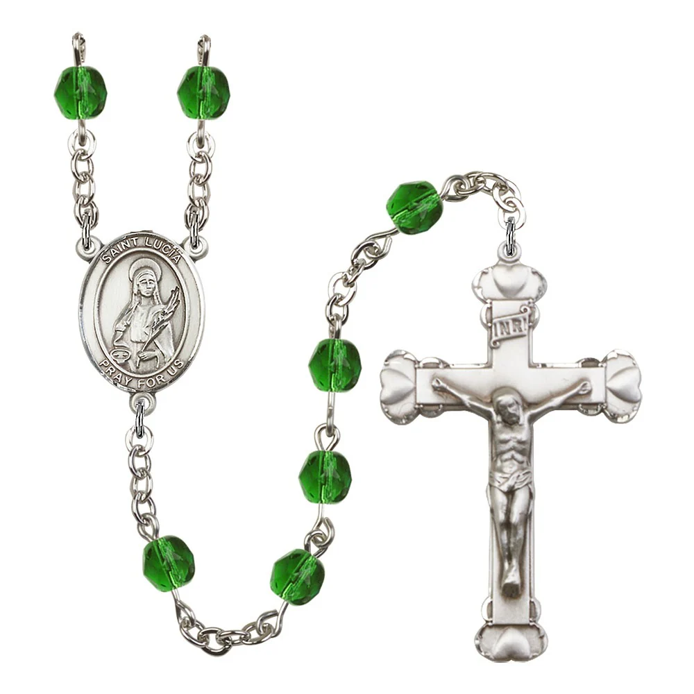 St. Lucia Of Syracuse Green May Rosary 6mm