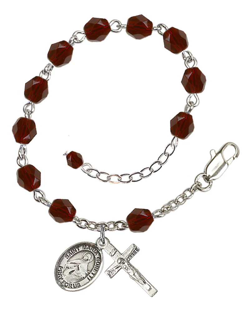 St. Maria Goretti Crystal Birthstone Rosary Bracelet - Multiple Birthstones - Image 7
