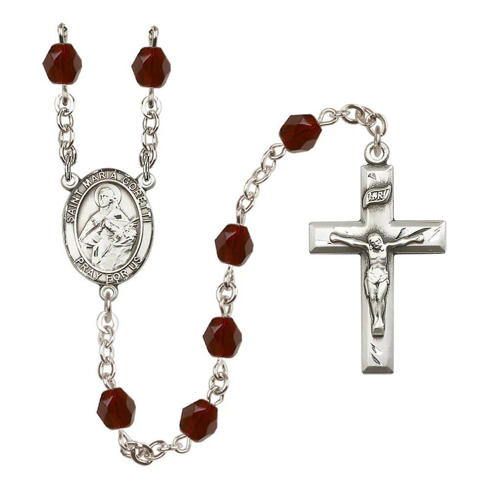 St. Maria Goretti Crystal Birthstone Rosary - Multiple Birthstones
