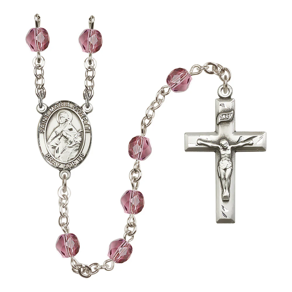 St. Maria Goretti Crystal Birthstone Rosary - Multiple Birthstones - Image 2