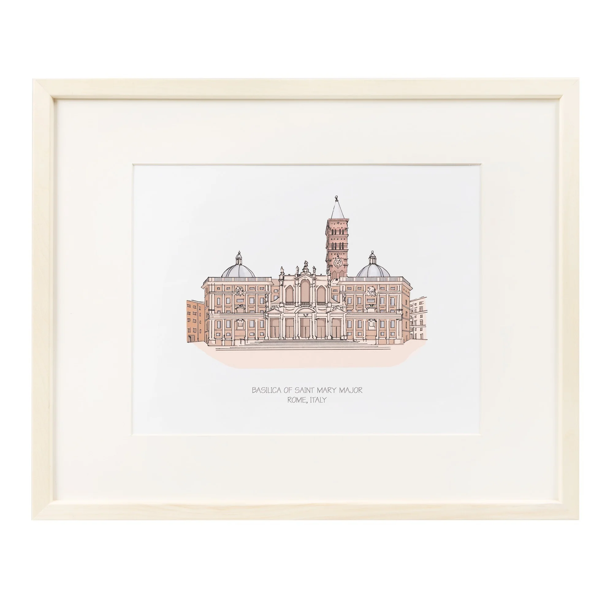St. Mary Major Basilica Ink & Watercolor Large Framed Prints - Image 2