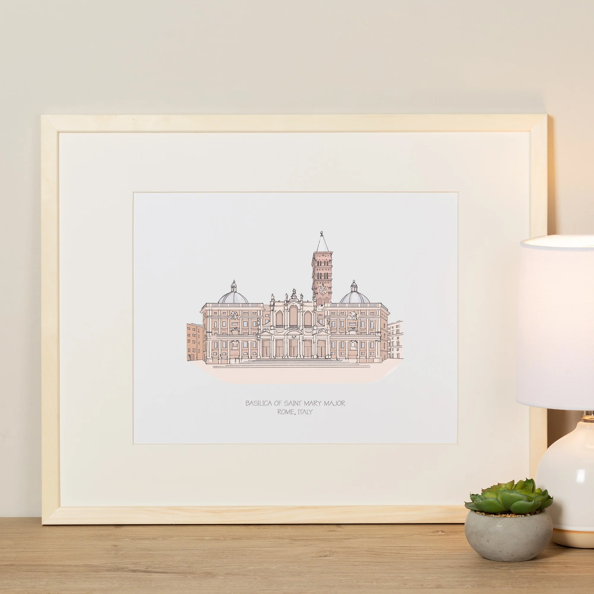 St. Mary Major Basilica Ink & Watercolor Large Framed Prints - Image 3