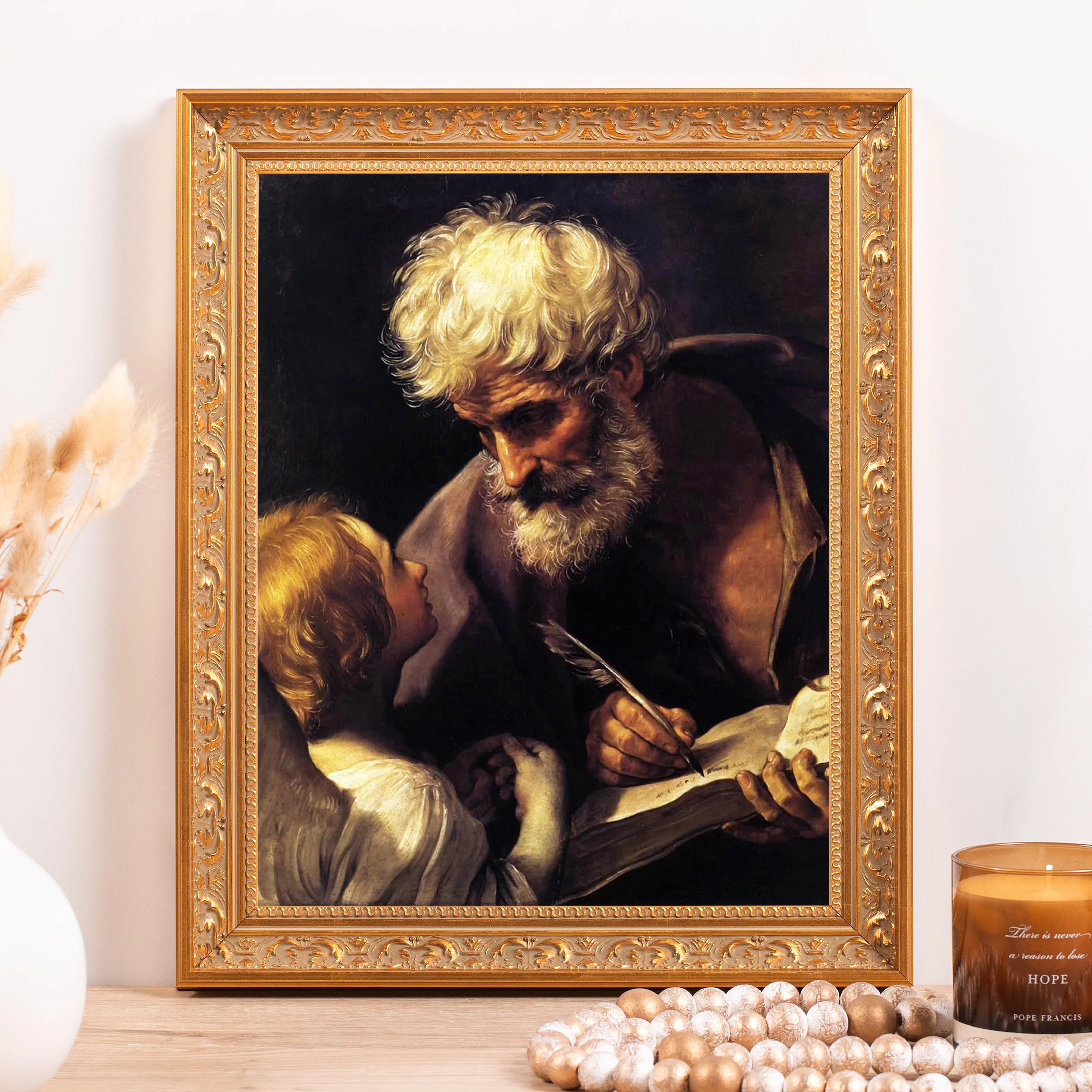 St. Matthew & the Angel Framed Canvas - Sacred Classics Collection