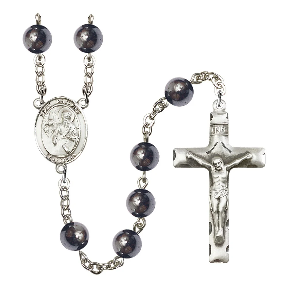 St. Matthew The Apostle 8mm Hematite Rosary