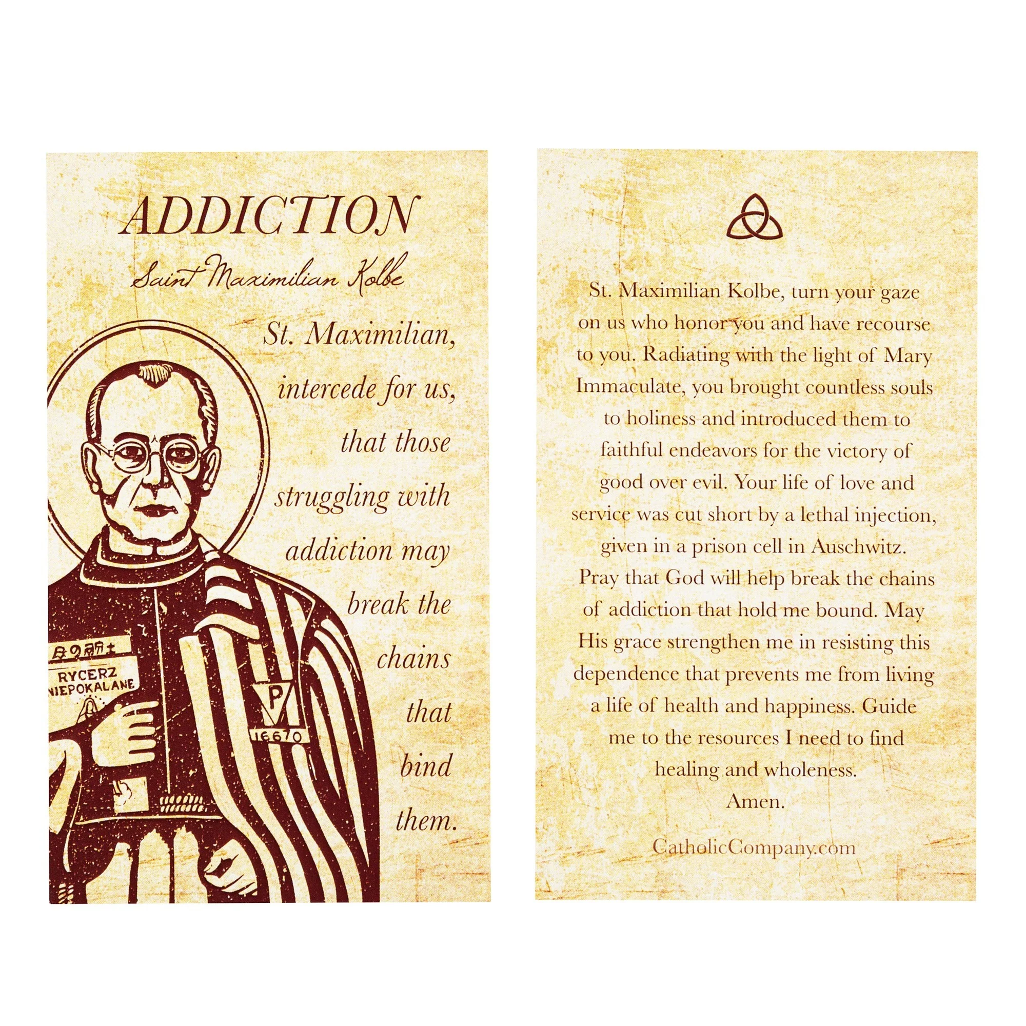 St. Maximilian Kolbe - Addiction Prayer Card - Image 2