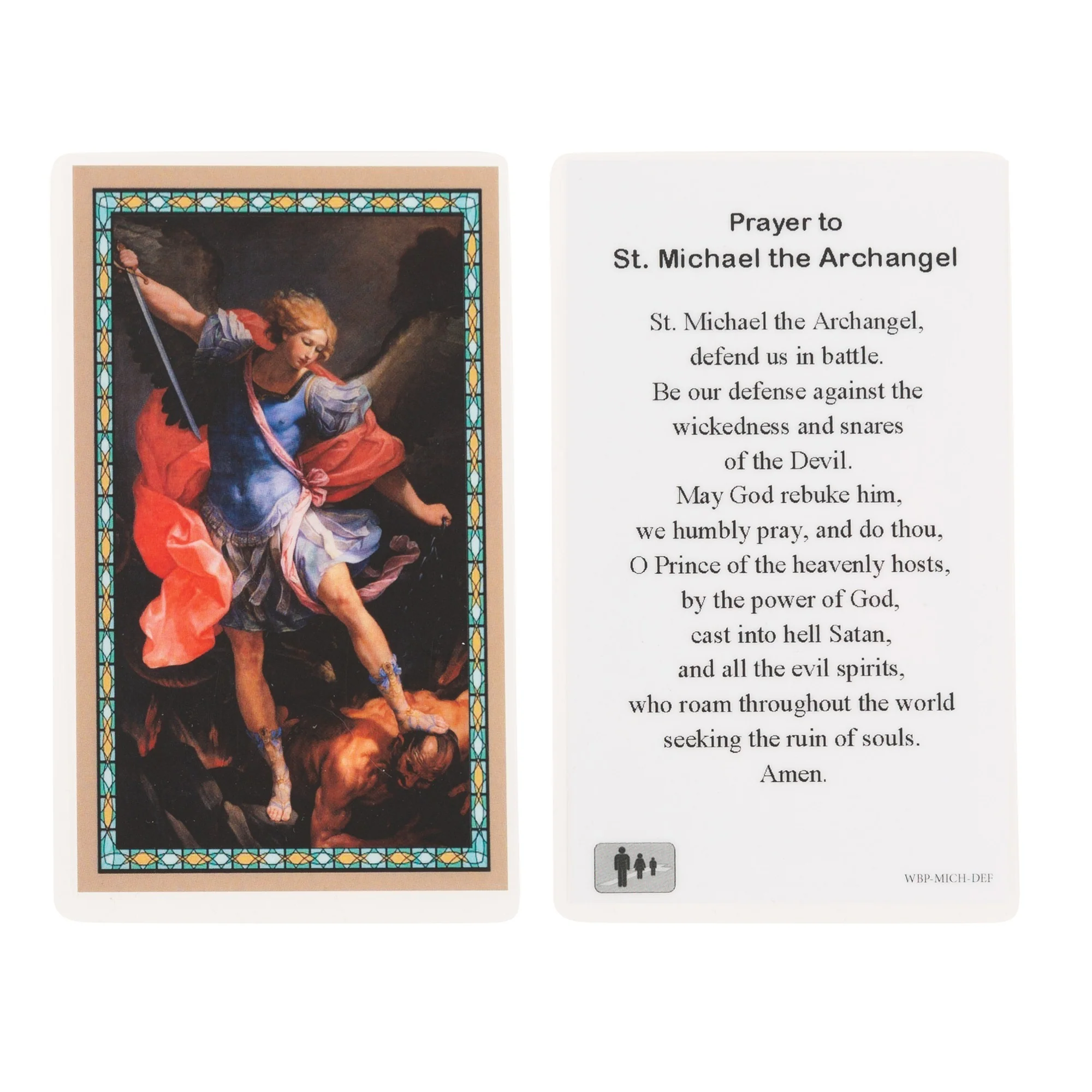St. Michael Black & Silver Medal with Prayer Card - Image 3