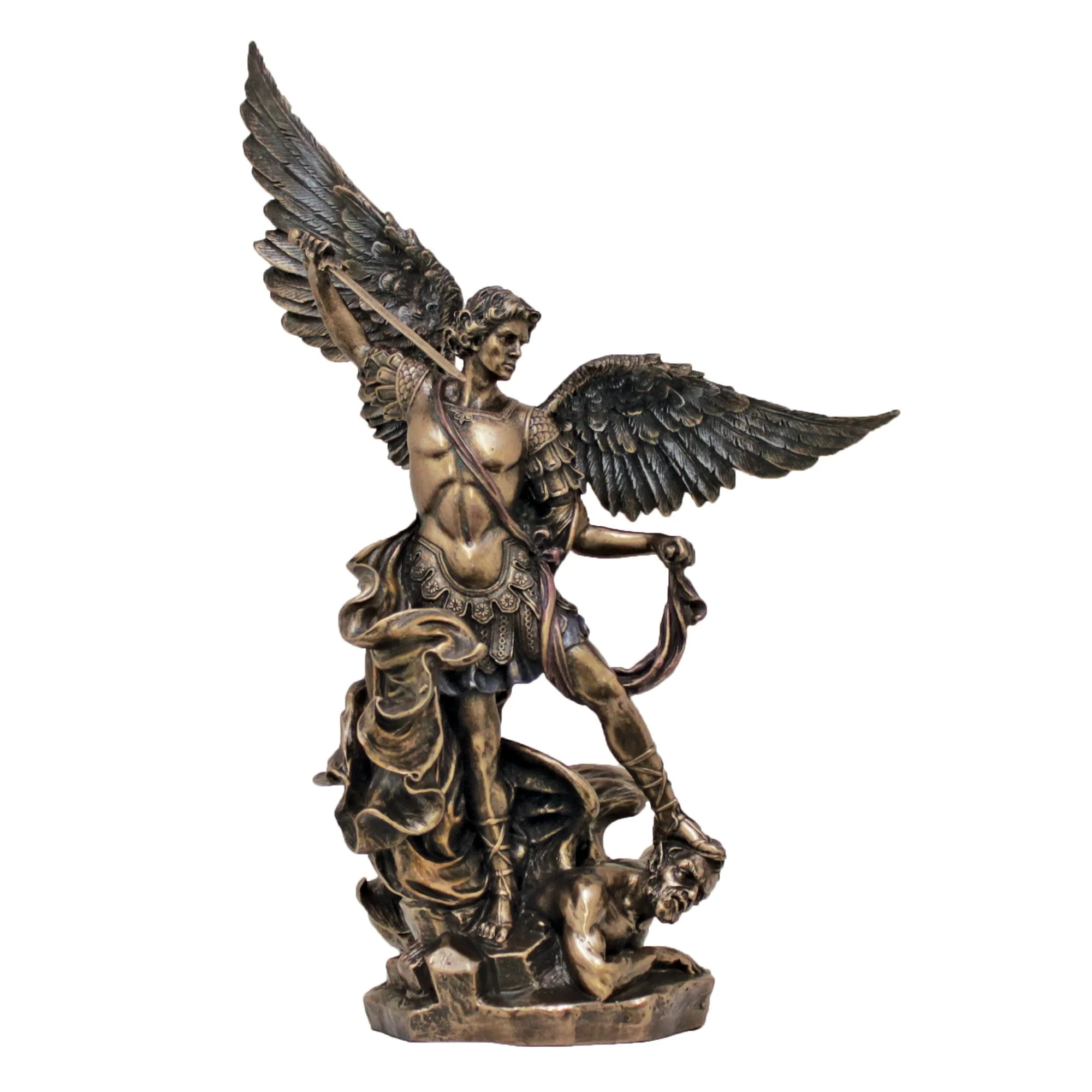 St. Michael Bronze Finish Statue, 9" - Image 2