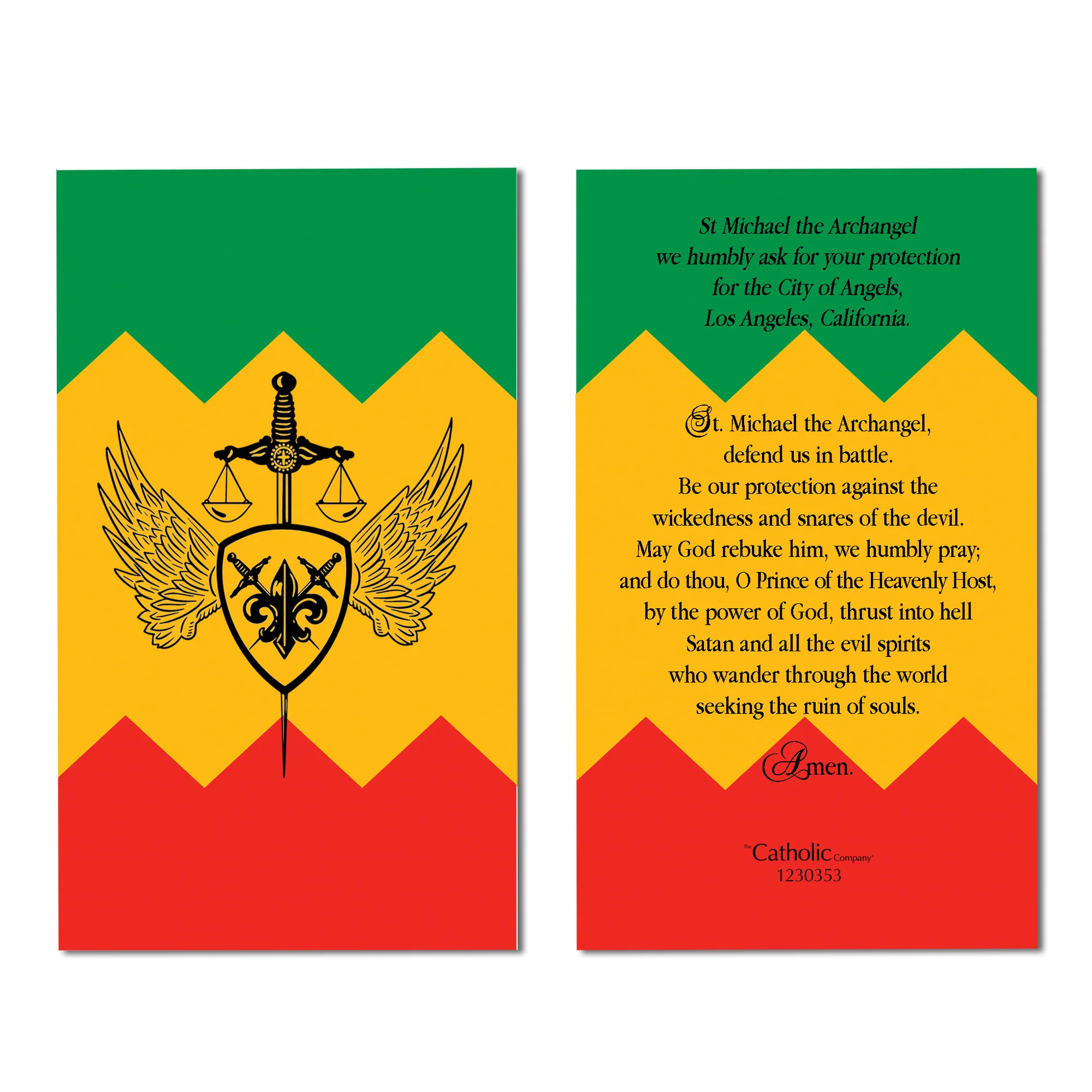 St. Michael City of Angels Prayer Card - Multiple Quantities - Image 2