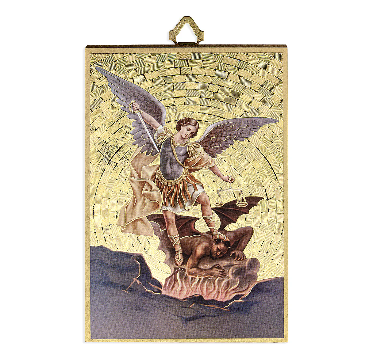 St. Michael Gold Foil Mosaic Plaque - Multiple Sizes - Image 2