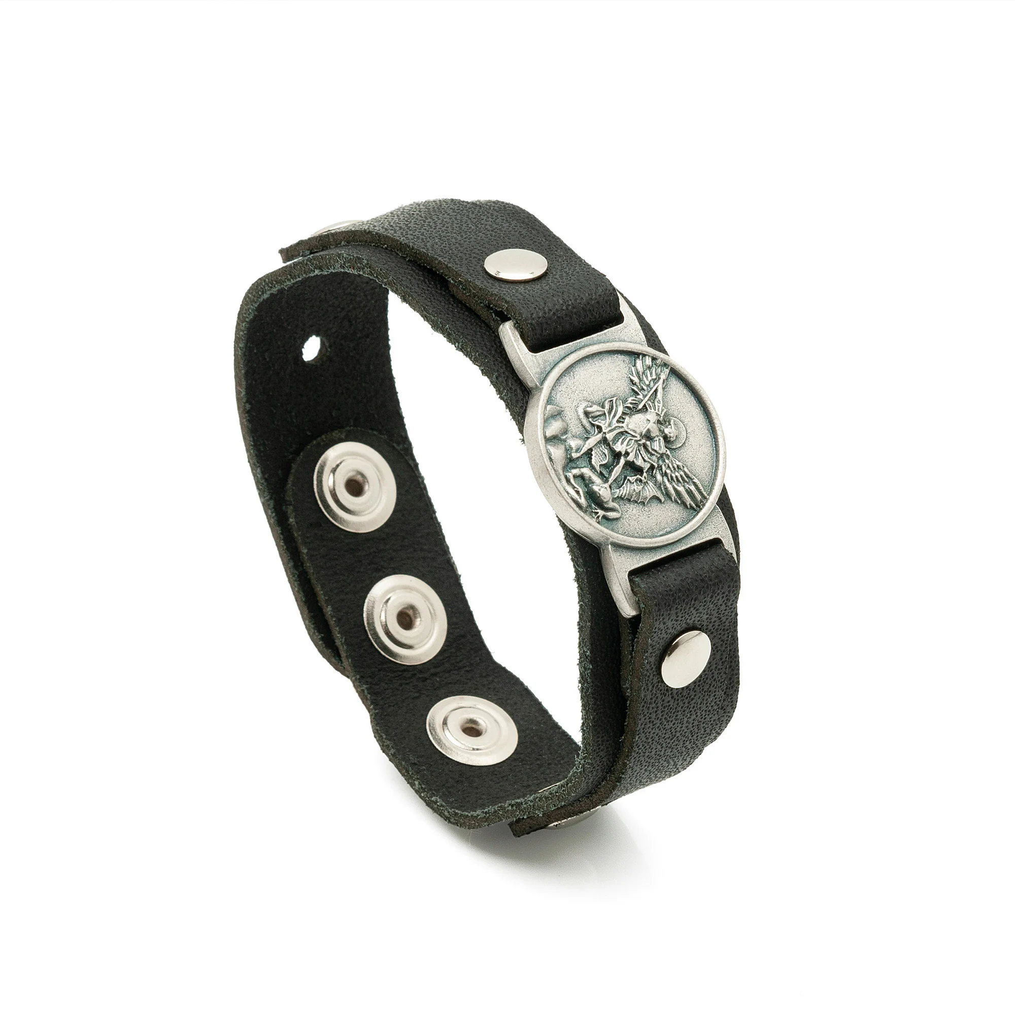 St. Michael Leather Bracelet - Brown or Black