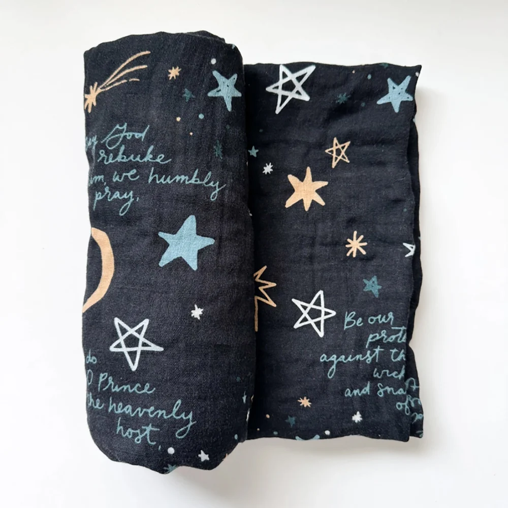 St. Michael Prayer Muslin Blanket Swaddle