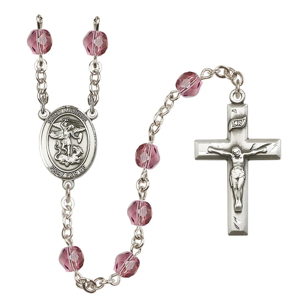 St. Michael the Archangel Crystal Birthstone Rosary - Multiple Birthstones