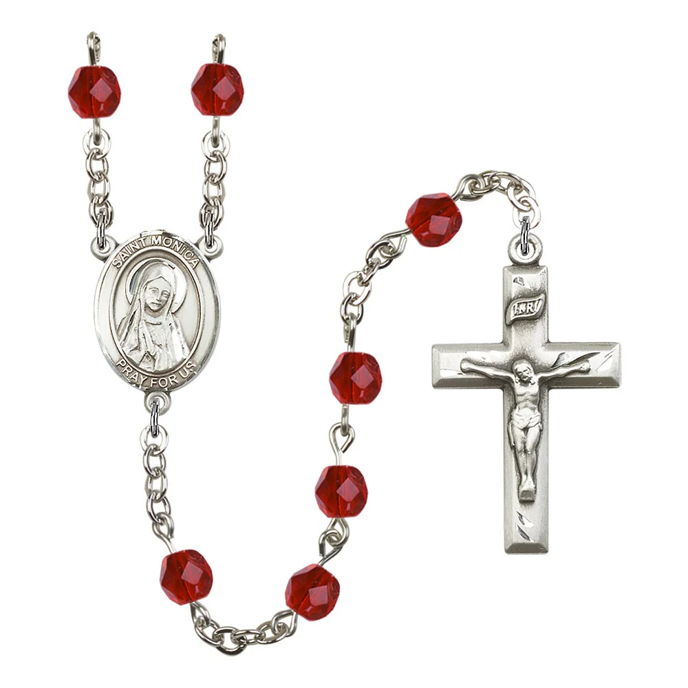 St. Monica Red July Rosary 6mm