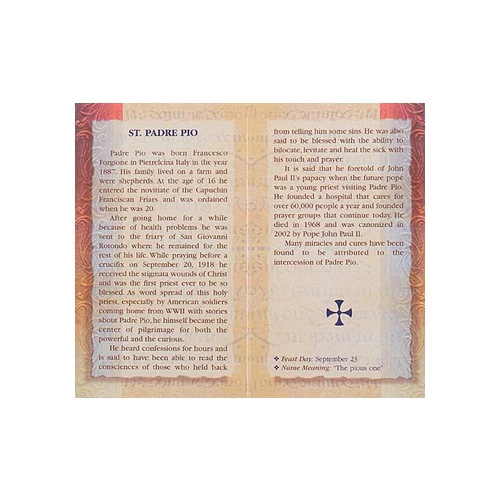 St. Padre Pio - Mini Lives of the Saints Folded Prayer Card - Image 2