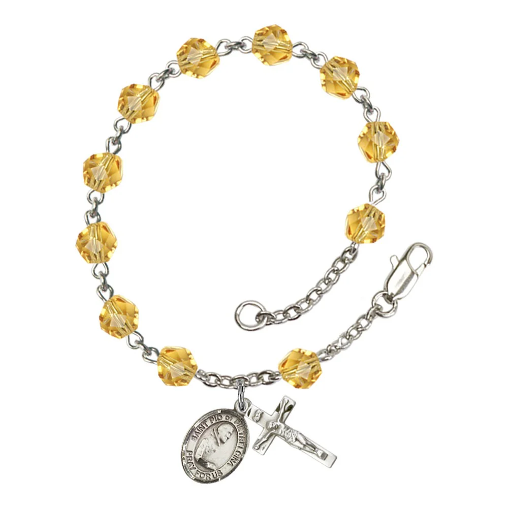 St. Padre Pio of Pietrelcina Crystal Birthstone Rosary Bracelet - Multiple Birthstones - Image 12