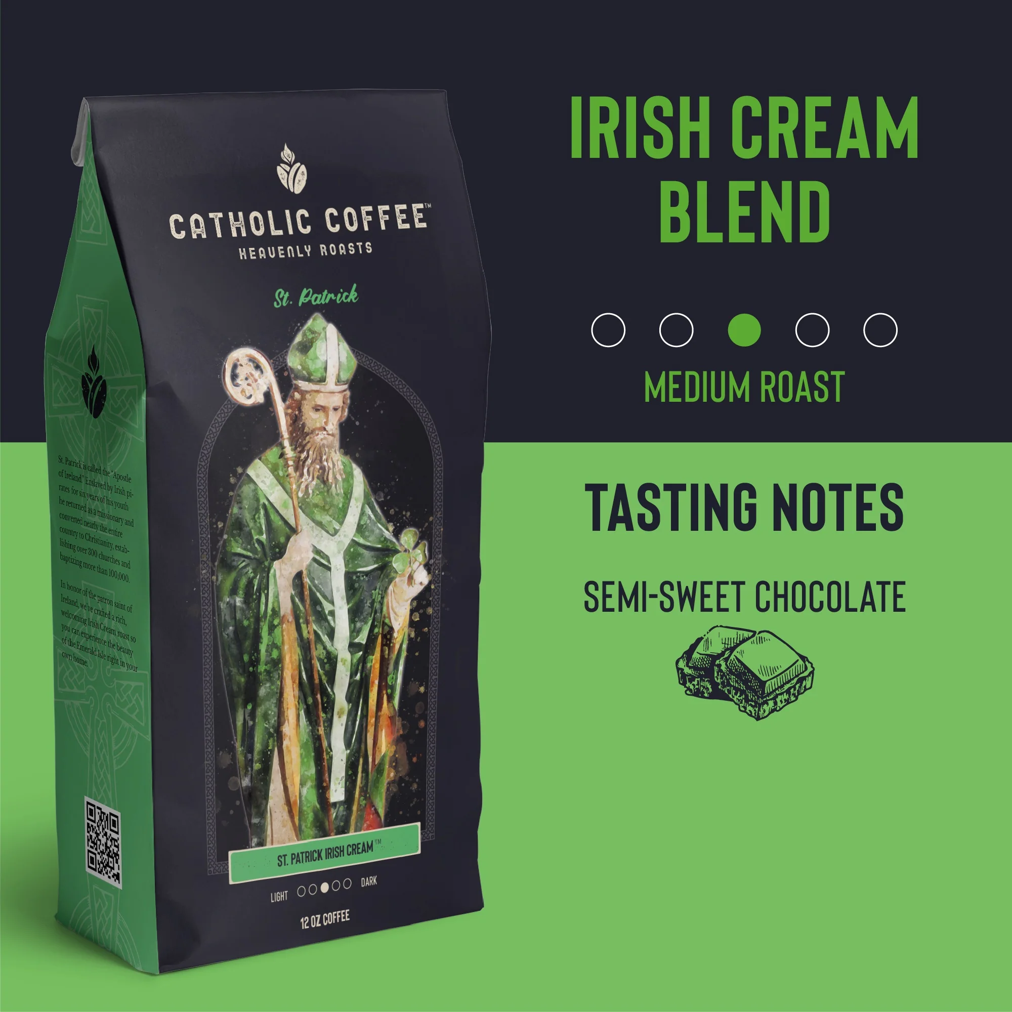 St. Patrick's Irish Cream Coffee - 12 oz. Bag - Image 3