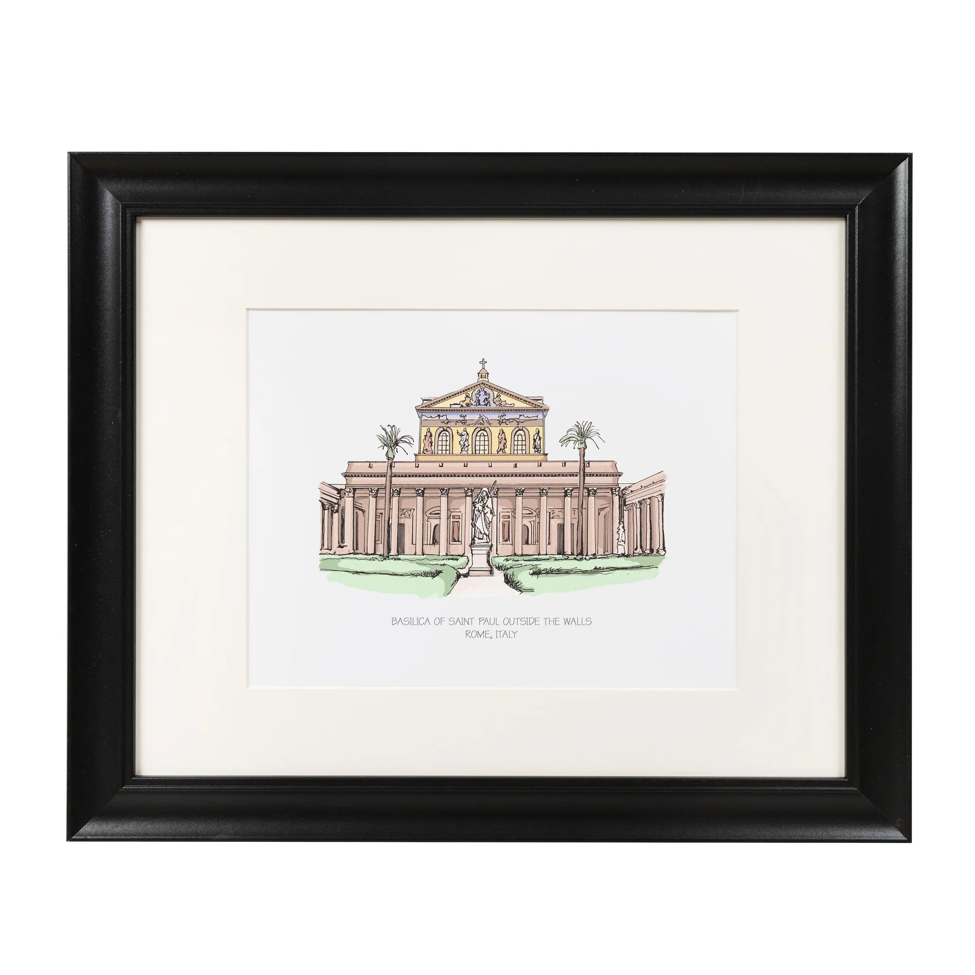 St. Paul Outside the Walls Ink & Watercolor Large Framed Print