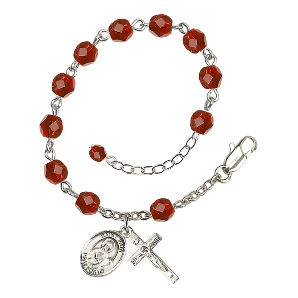 St. Paul The Apostle Crystal Birthstone Rosary Bracelet - Multiple Birthstones - Image 8